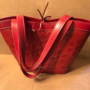 I Santi Italian Red Leather floral purse
